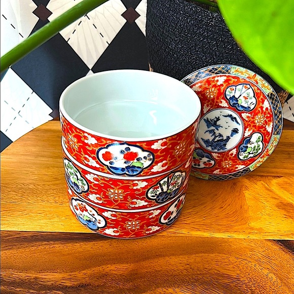 Vintage Japanese Imari Jubako Bento Box | 3-Tier Stackable Porcelain Container - Picture 9 of 17